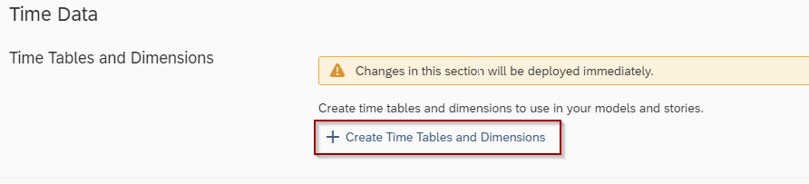 Screenshot Time Data - shows Button Create Time Tables and Dimensions