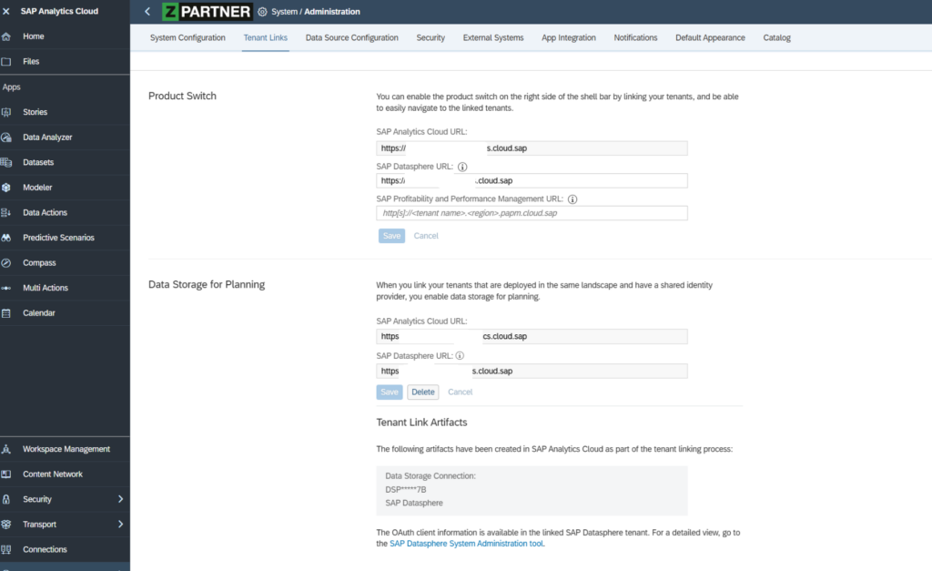 Figure 2: Tenant Linking Data Storage for Planning - Screenshot